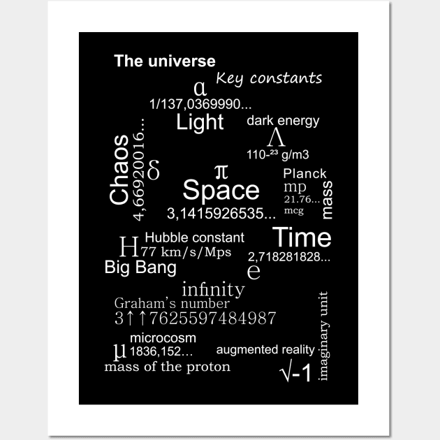 THE UNIVERSE. Key constants. (white) Wall Art by aceofspace